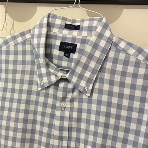 J. Crew Slim Fit Blue and White Gingham Dress Shirt - Size L